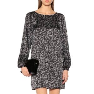 EQUIPMENT Leopard 100% Silk Tunic Longsleeve Dress Small V-Back